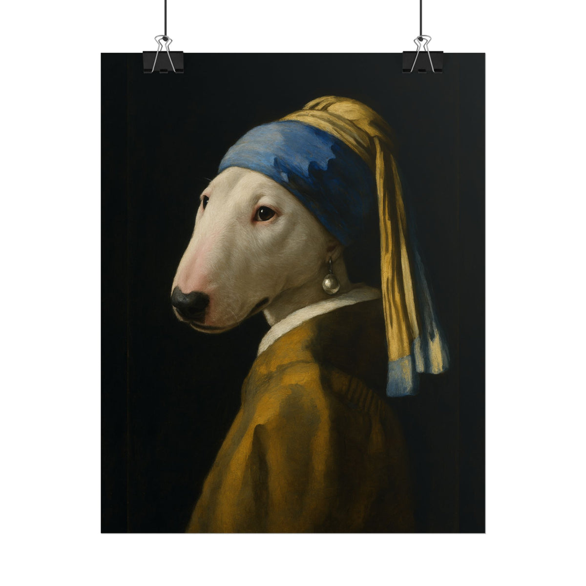 Bull Terrier Girl With A Pearl Earring — after Johannes Vermeer, c.1665 | Print