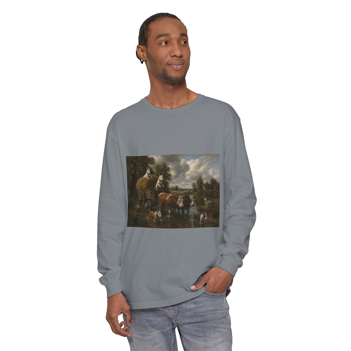 Bull Terrier The Hay Wain — after John Constable, 1821 | Long Sleeve