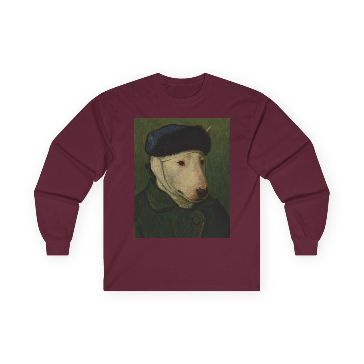 Bull Terrier Self Portrait Bandaged Ear — after Vincent van Gogh, 1889 | Long Sleeve