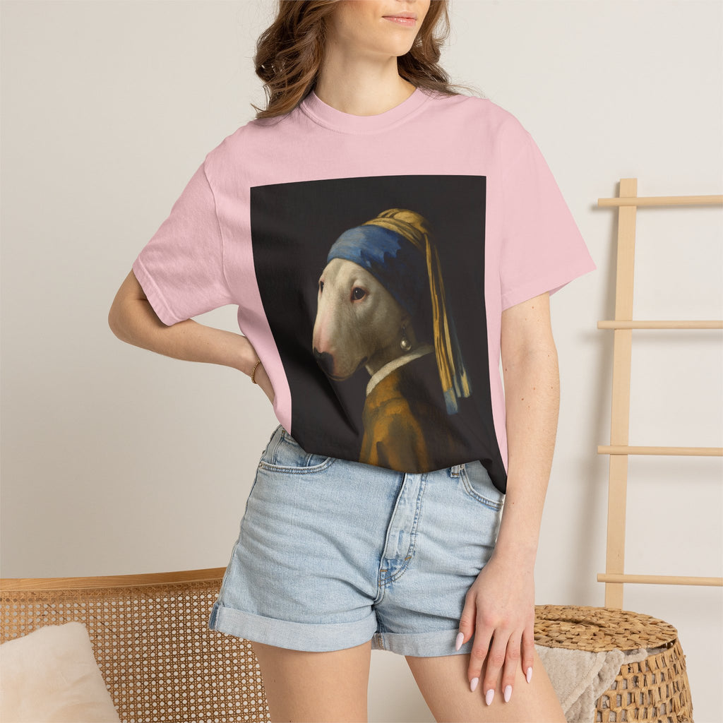 Bull Terrier Girl with a Pearl Earring — after Johannes Vermeer, c.1665 | Garment-Dyed Tee