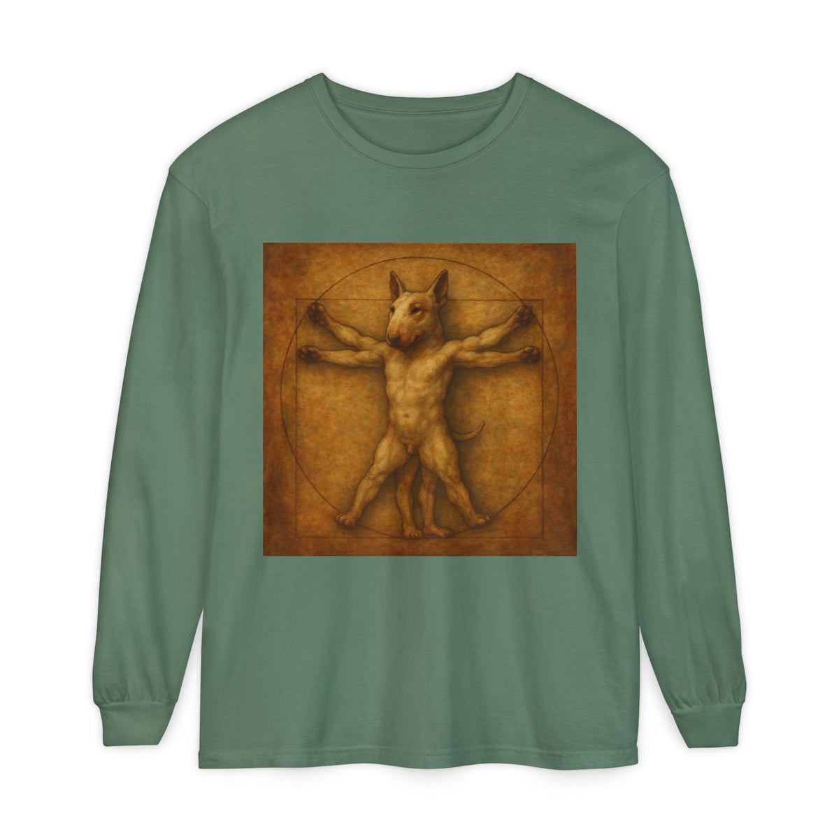 Bull Terrier Vitruvian Man — after Leonardo da Vinci, c.1490 | Long Sleeve