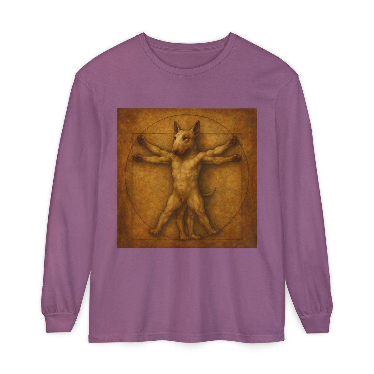 Bull Terrier Vitruvian Man — after Leonardo da Vinci, c.1490 | Long Sleeve