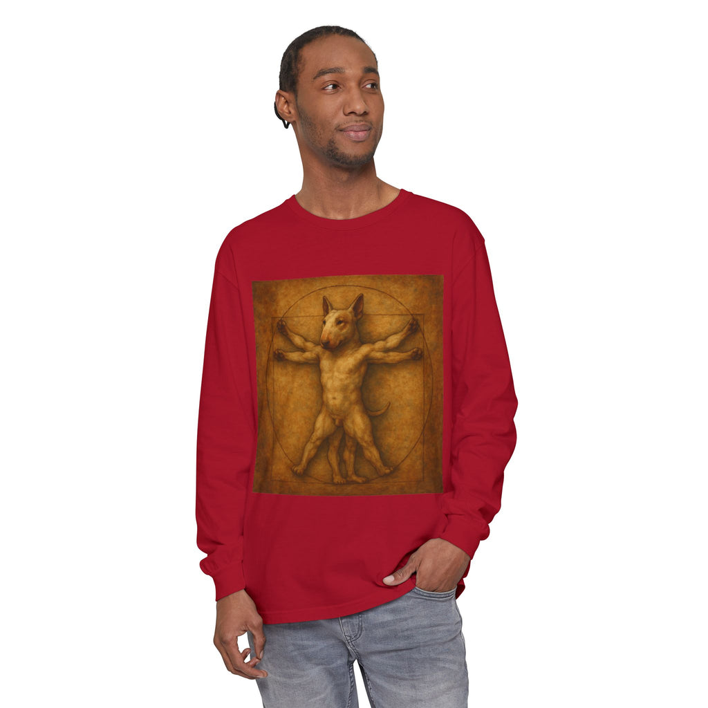 Bull Terrier Vitruvian Man — after Leonardo da Vinci, c.1490 | Long Sleeve
