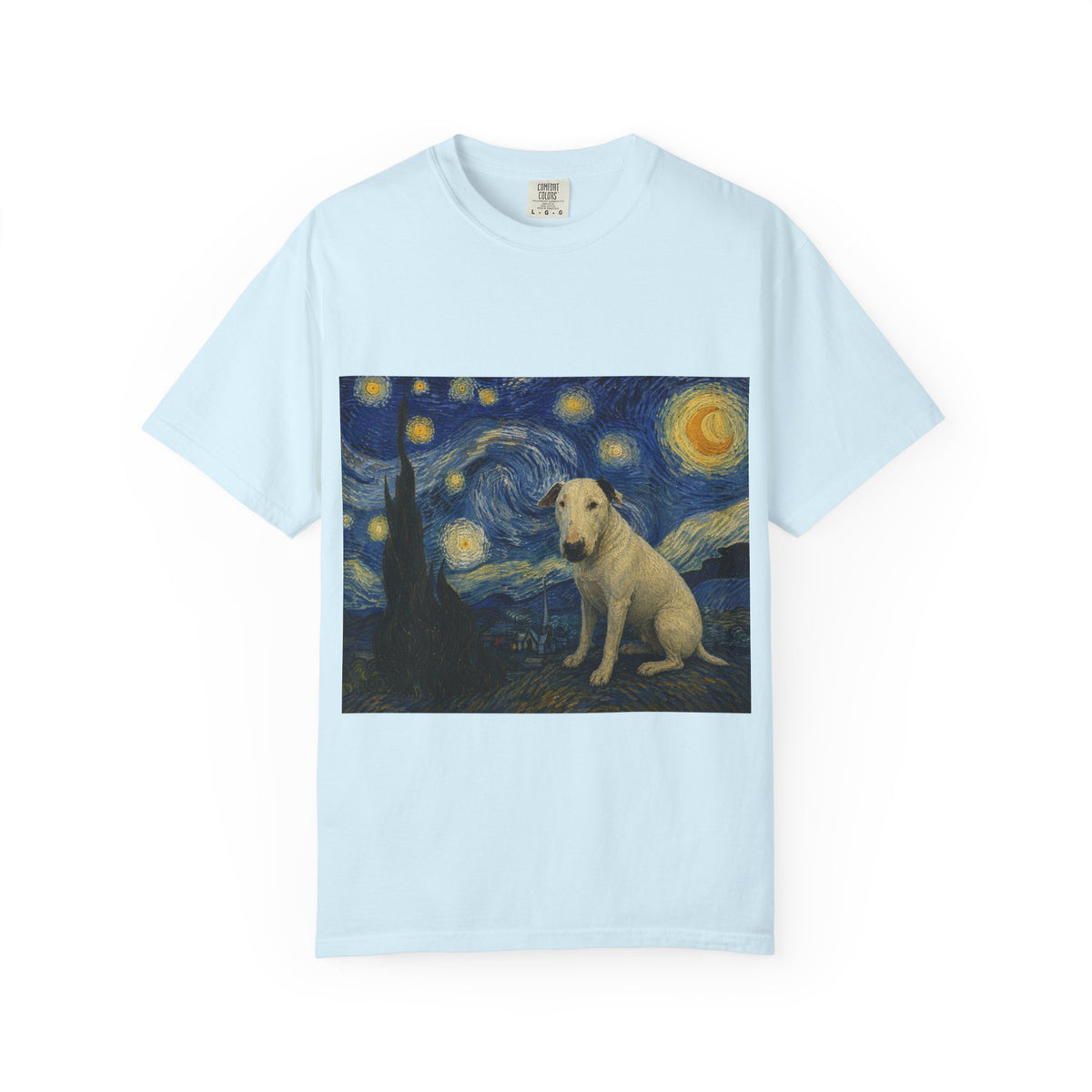 Bull Terrier The Starry Night — after Vincent van Gogh, 1889 | Garment-Dyed Tee
