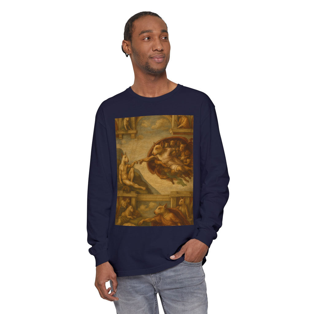 Bull Terrier The Creation of Adam — after Michelangelo, 1512 | Long Sleeve
