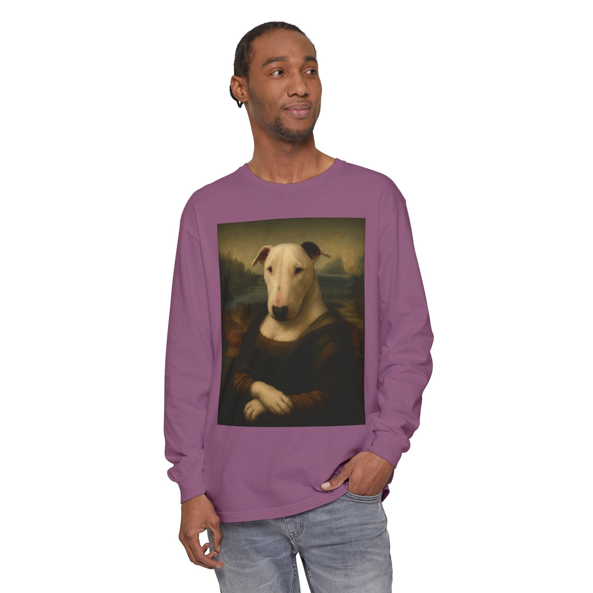 Bull Terrier Mona Lisa — after Leonardo da Vinci, c.1503 | Long Sleeve