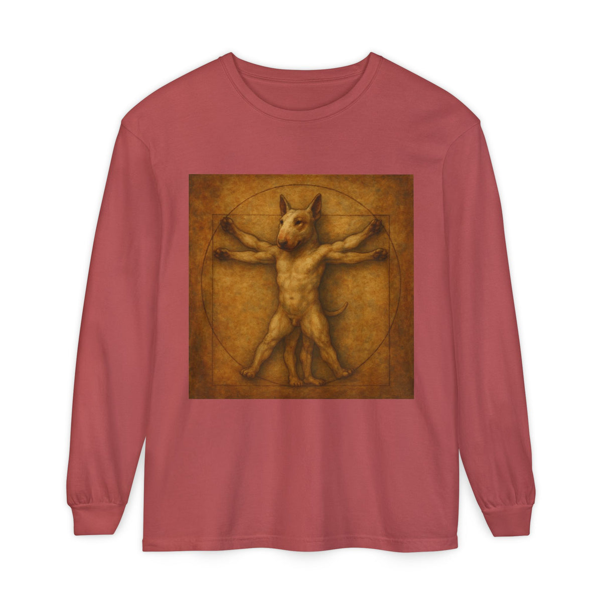 Bull Terrier Vitruvian Man — after Leonardo da Vinci, c.1490 | Long Sleeve