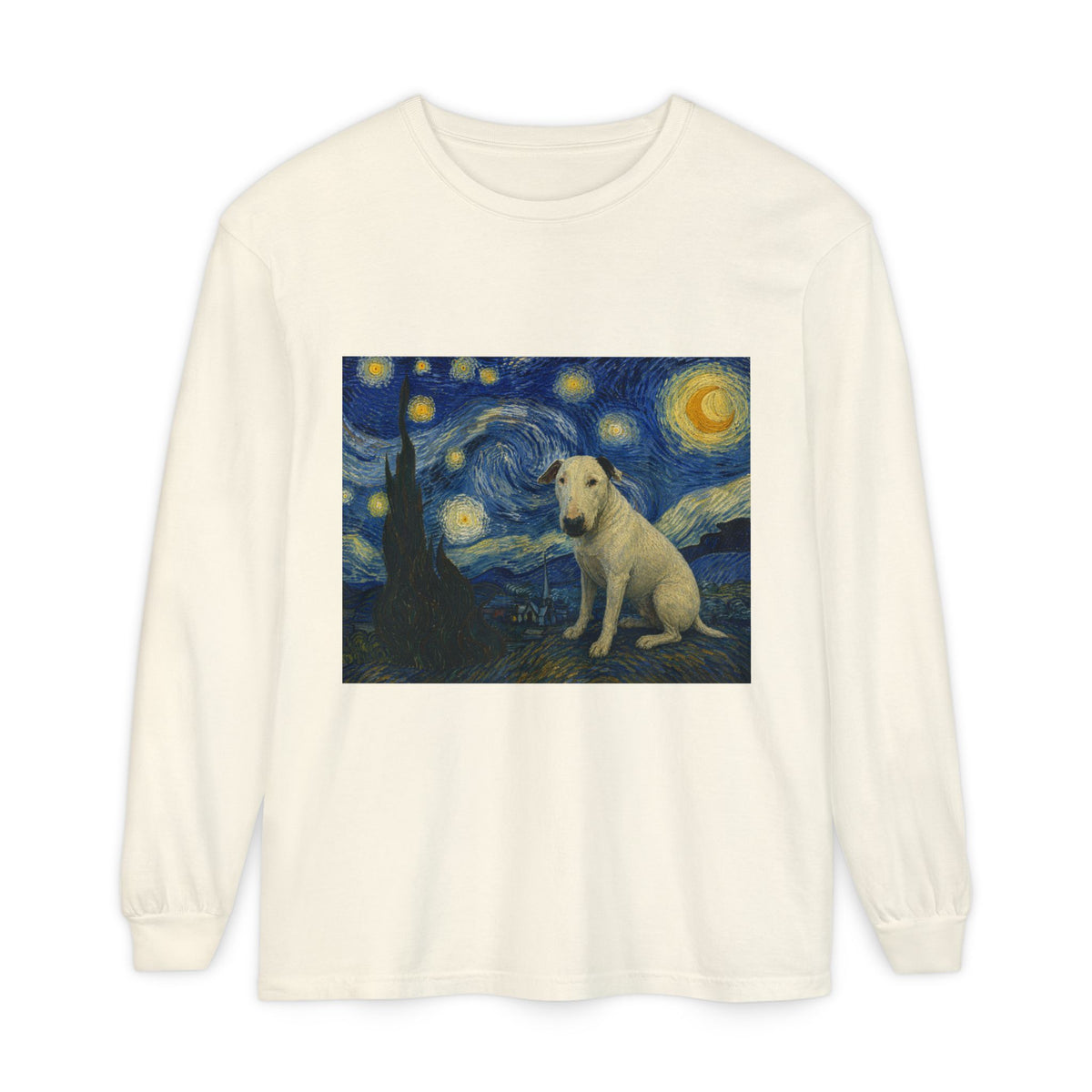 Bull Terrier The Starry Night — after Vincent van Gogh, 1889 | Long Sleeve