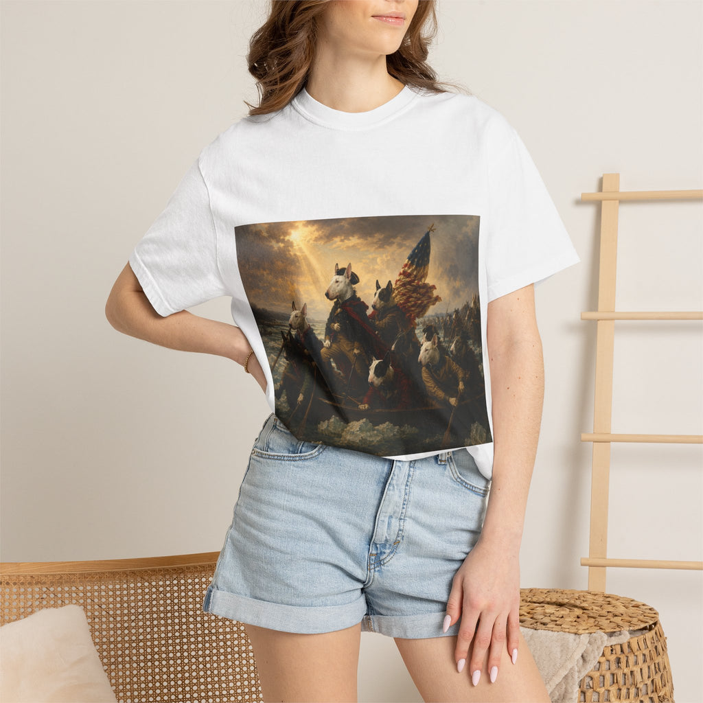 Bull Terrier Washington Crossing the Delaware — after Emanuel Leutze, 1851 | Garment-Dyed Tee