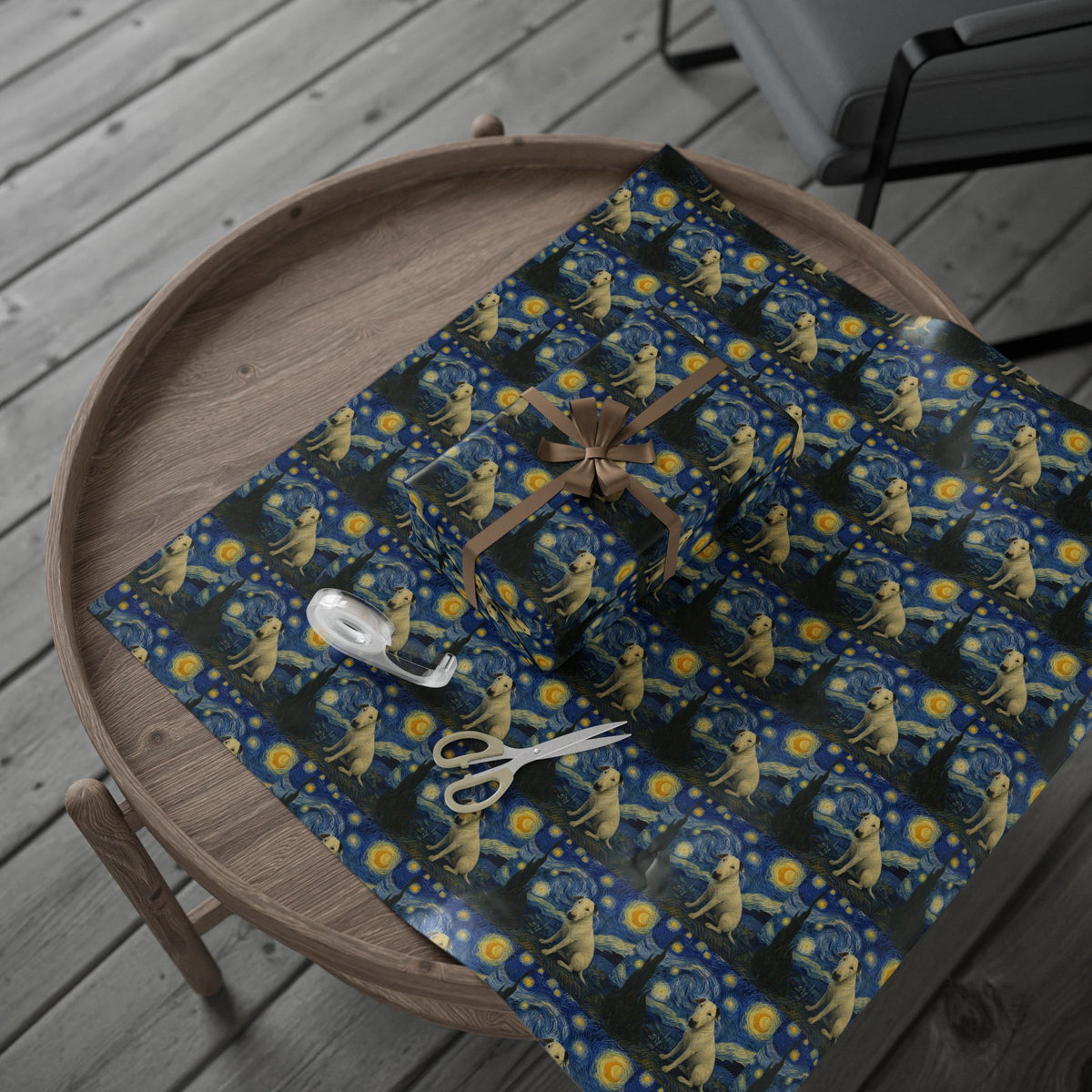 Bull Terrier The Starry Night — after Vincent van Gogh, 1889 | Wrapping Paper