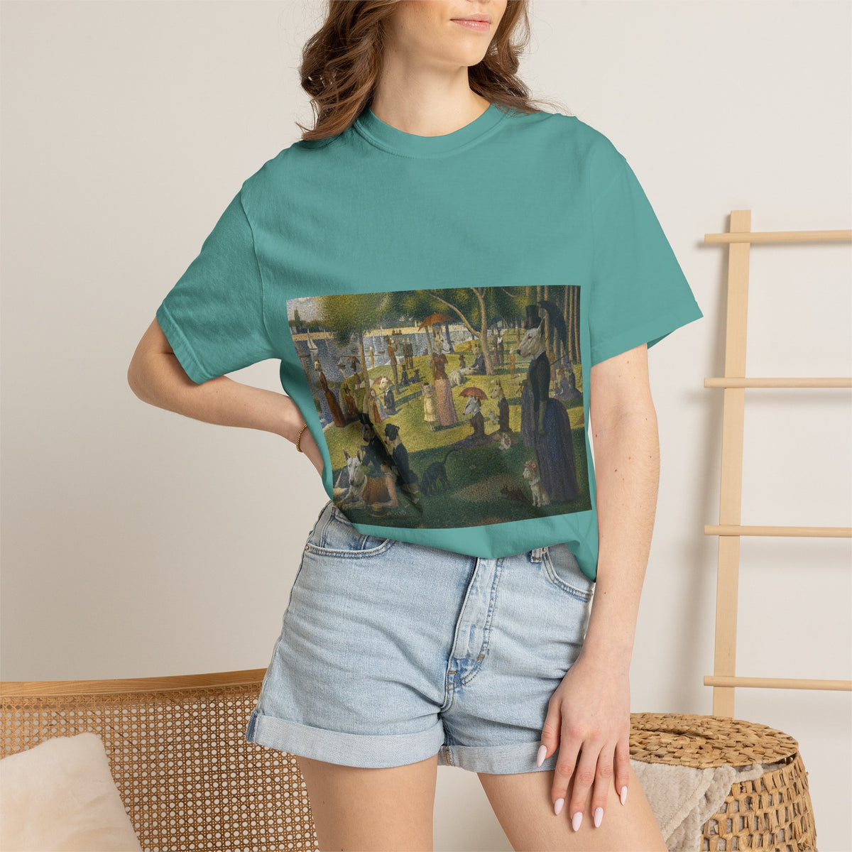 Bull Terrier A Sunday Afternoon on La Grande Jatte — after Georges Seurat, 1886 | Garment-Dyed Tee