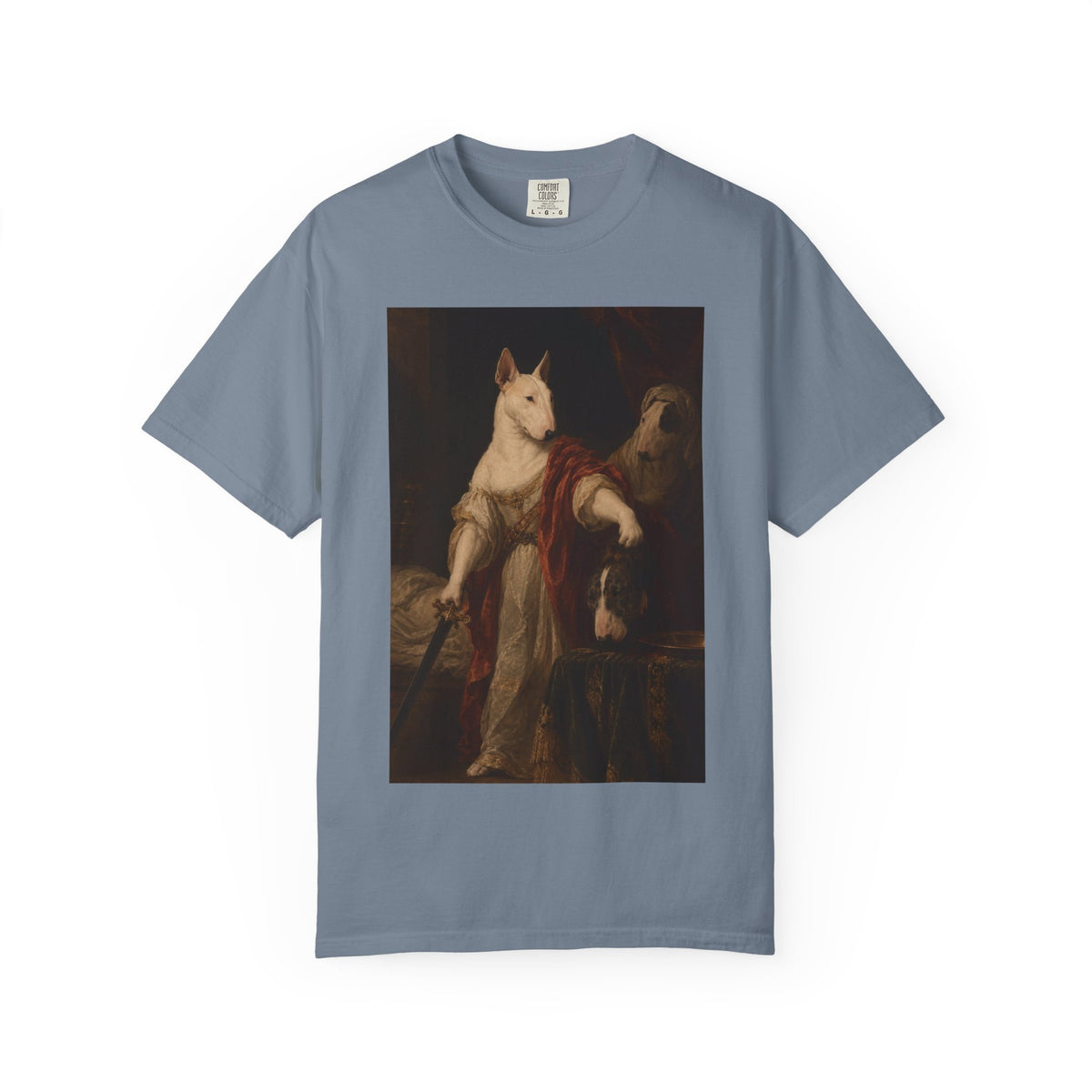 Bull Terrier Judith with the Head of Holofernes — after David Teniers the Younger, 1650s | Garment-Dyed Tee