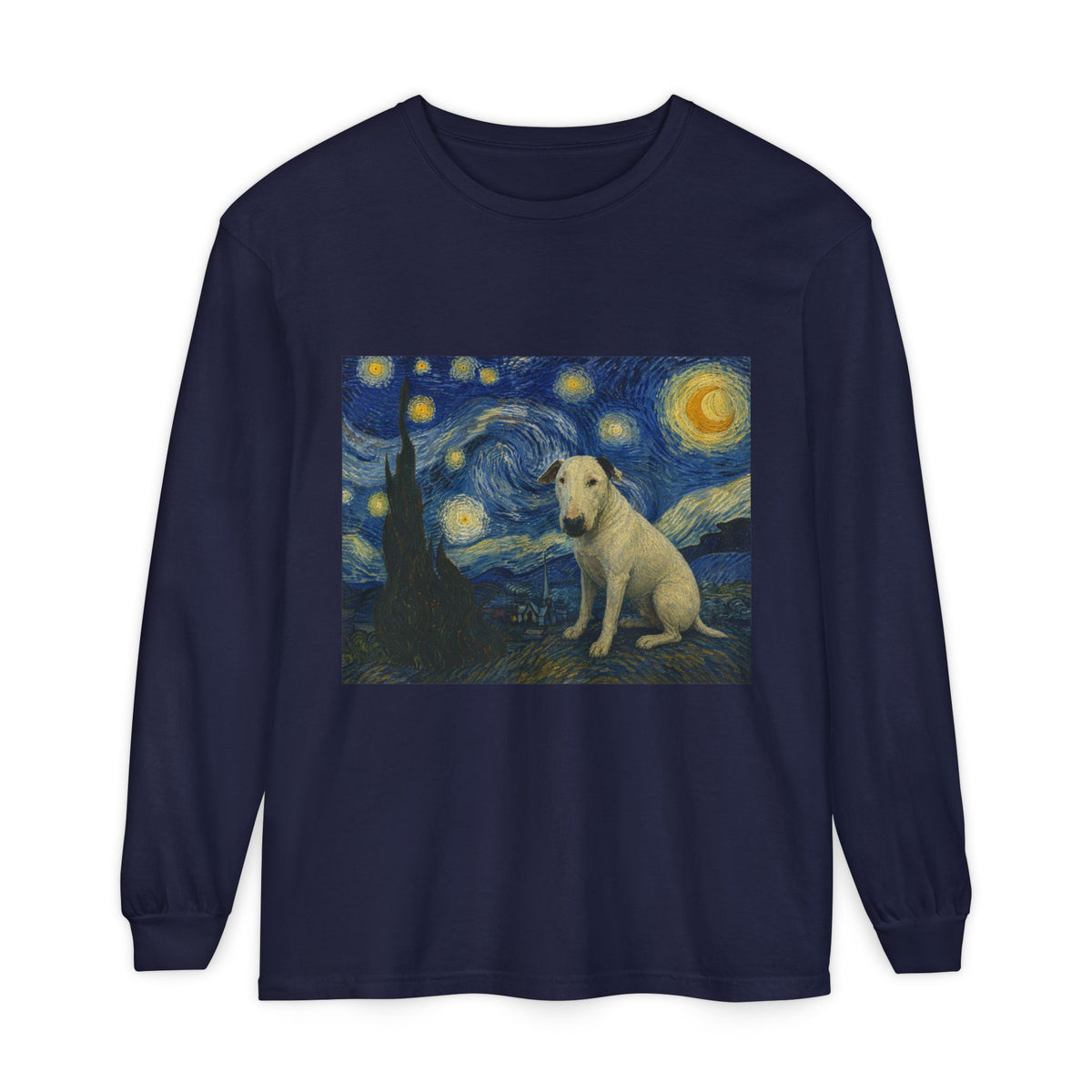 Bull Terrier The Starry Night — after Vincent van Gogh, 1889 | Long Sleeve