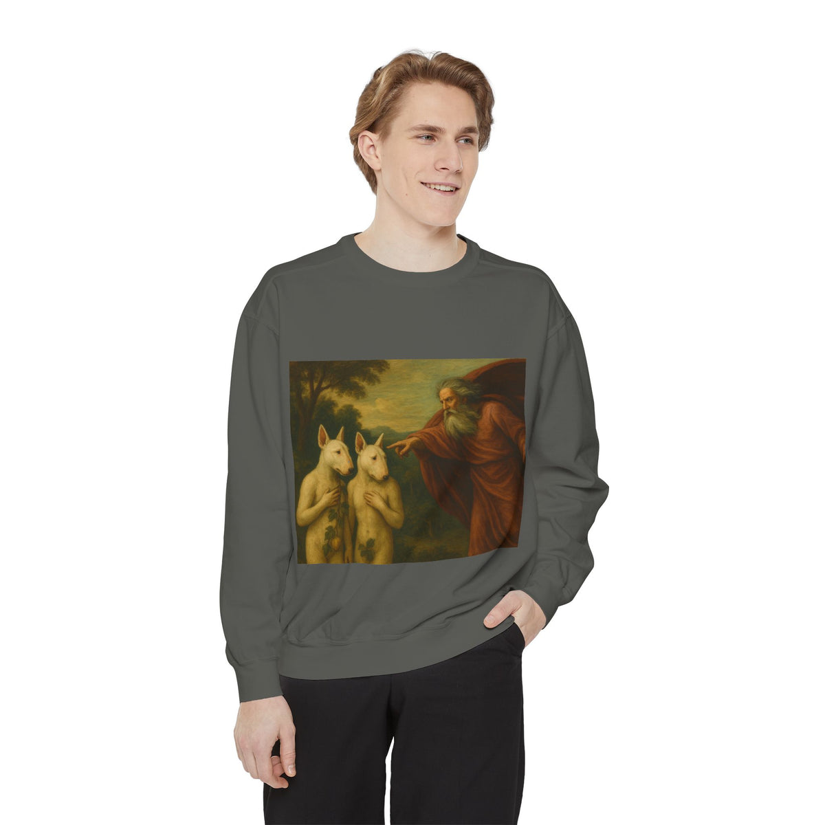 Bull Terrier The Rebuke of Adam and Eve — after Domenichino, 1626 | Crewneck