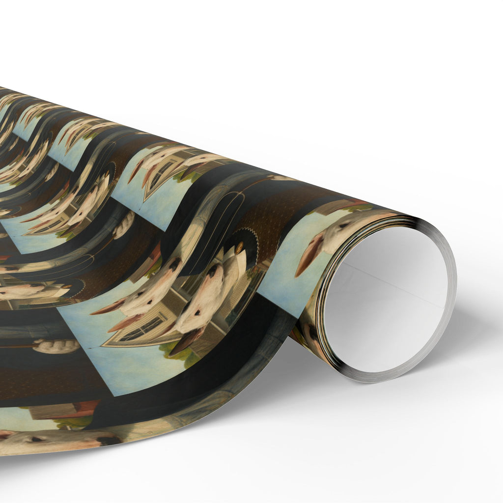 Bull Terrier American Gothic — after Grant Wood, 1930 | Wrapping Paper