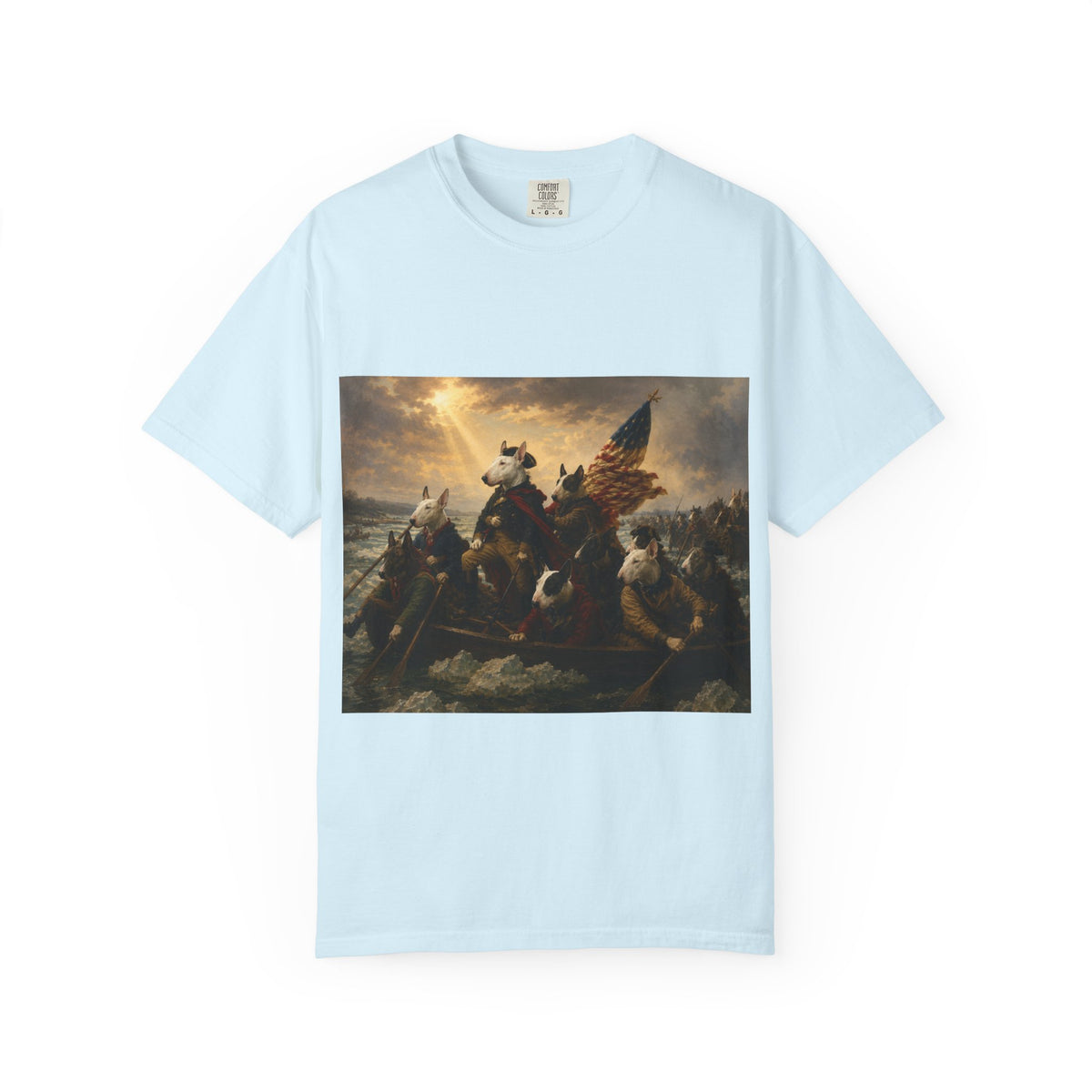 Bull Terrier Washington Crossing the Delaware — after Emanuel Leutze, 1851 | Garment-Dyed Tee