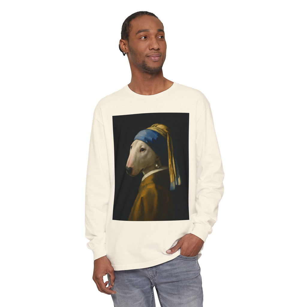 Bull Terrier Girl with a Pearl Earring — after Johannes Vermeer, c.1665 | Long Sleeve