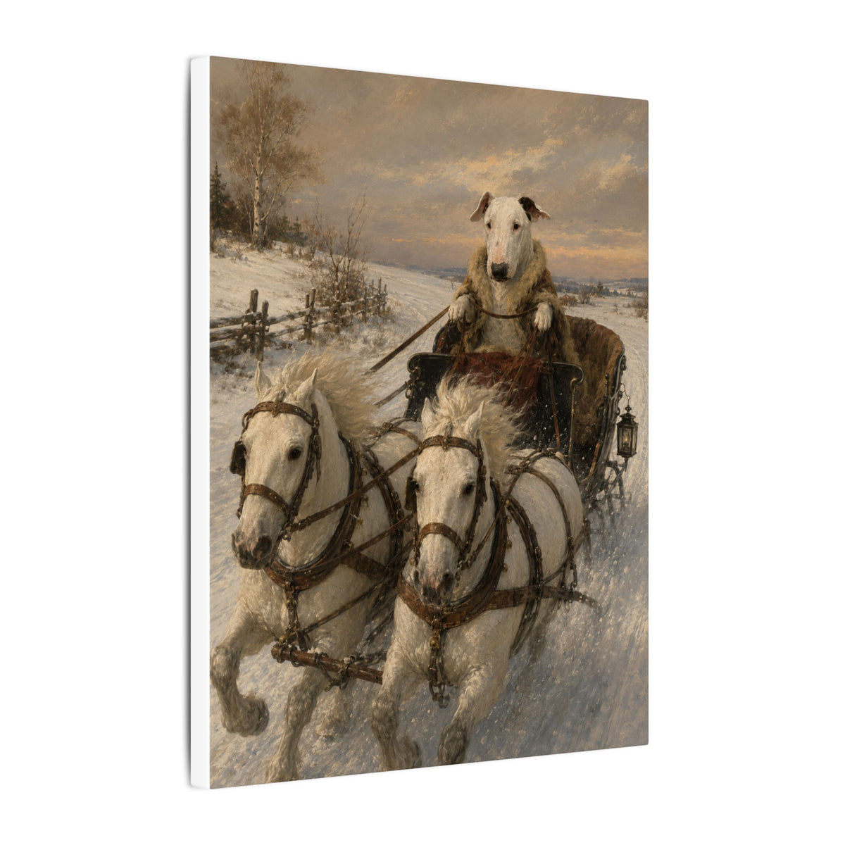 Bull Terrier Sleigh Ride — after Alfred Wierusz-Kowalski, c.1890 | Canvas