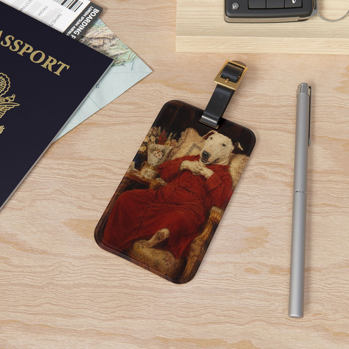 Bull Terrier A Happy Birthday — after Antonio Casanova y Estorach, c.1890 | Luggage Tag