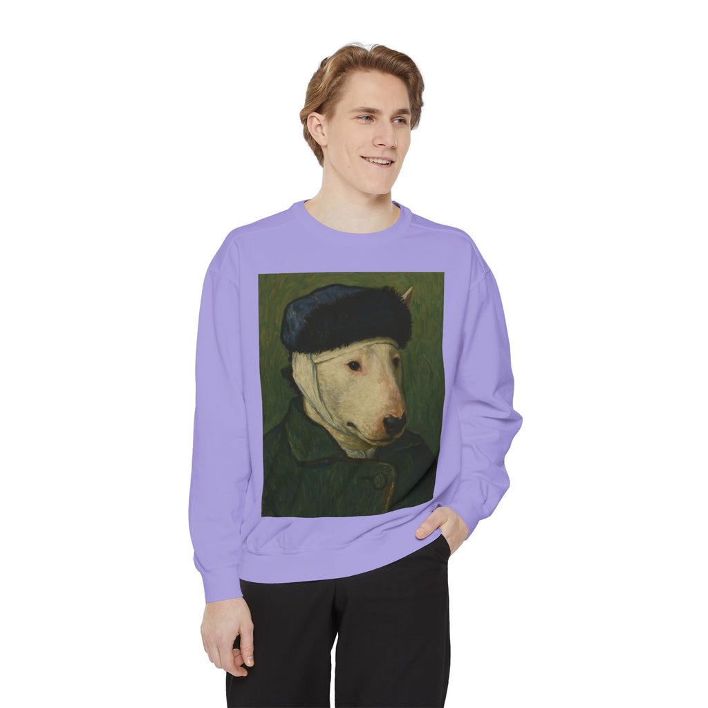 Bull Terrier Self-Portrait with Bandaged Ear — after Vincent van Gogh, 1889 | Crewneck