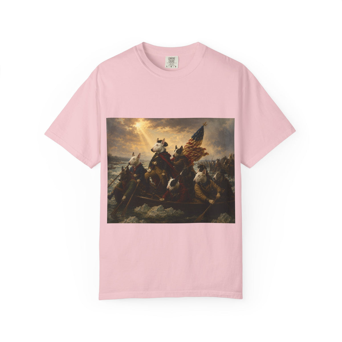 Bull Terrier Washington Crossing the Delaware — after Emanuel Leutze, 1851 | Garment-Dyed Tee