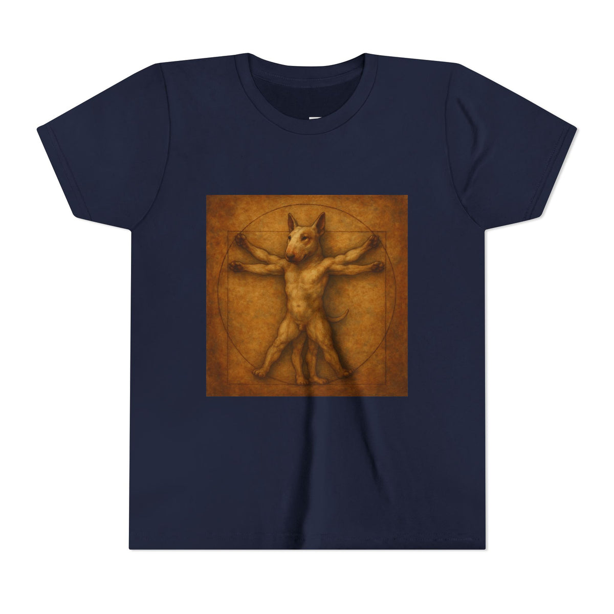 Bull Terrier Vitruvian Man — after Leonardo da Vinci, c.1490 | Youth Tee