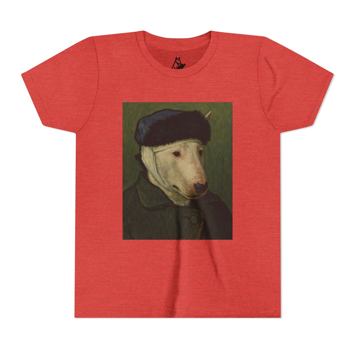Bull Terrier Self-Portrait with Bandaged Ear — after Vincent van Gogh, 1889 | Youth Tee