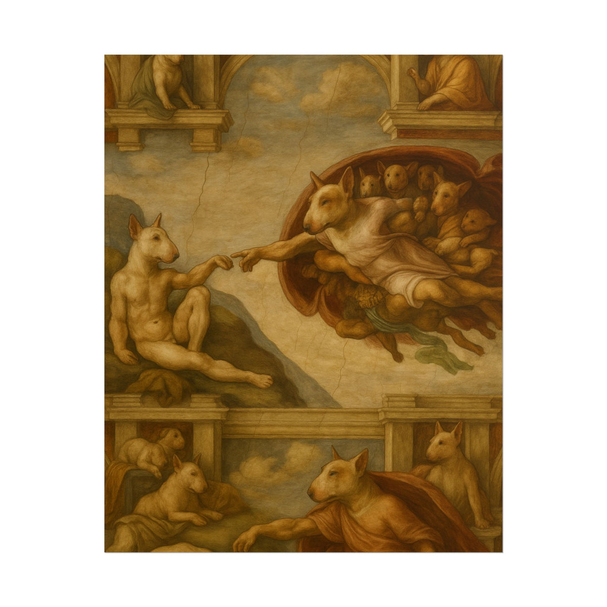 Bull Terrier The Creation Of Adam — after Michelangelo, 1512 | Print