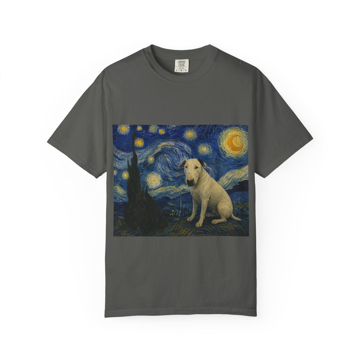 Bull Terrier The Starry Night — after Vincent van Gogh, 1889 | Garment-Dyed Tee