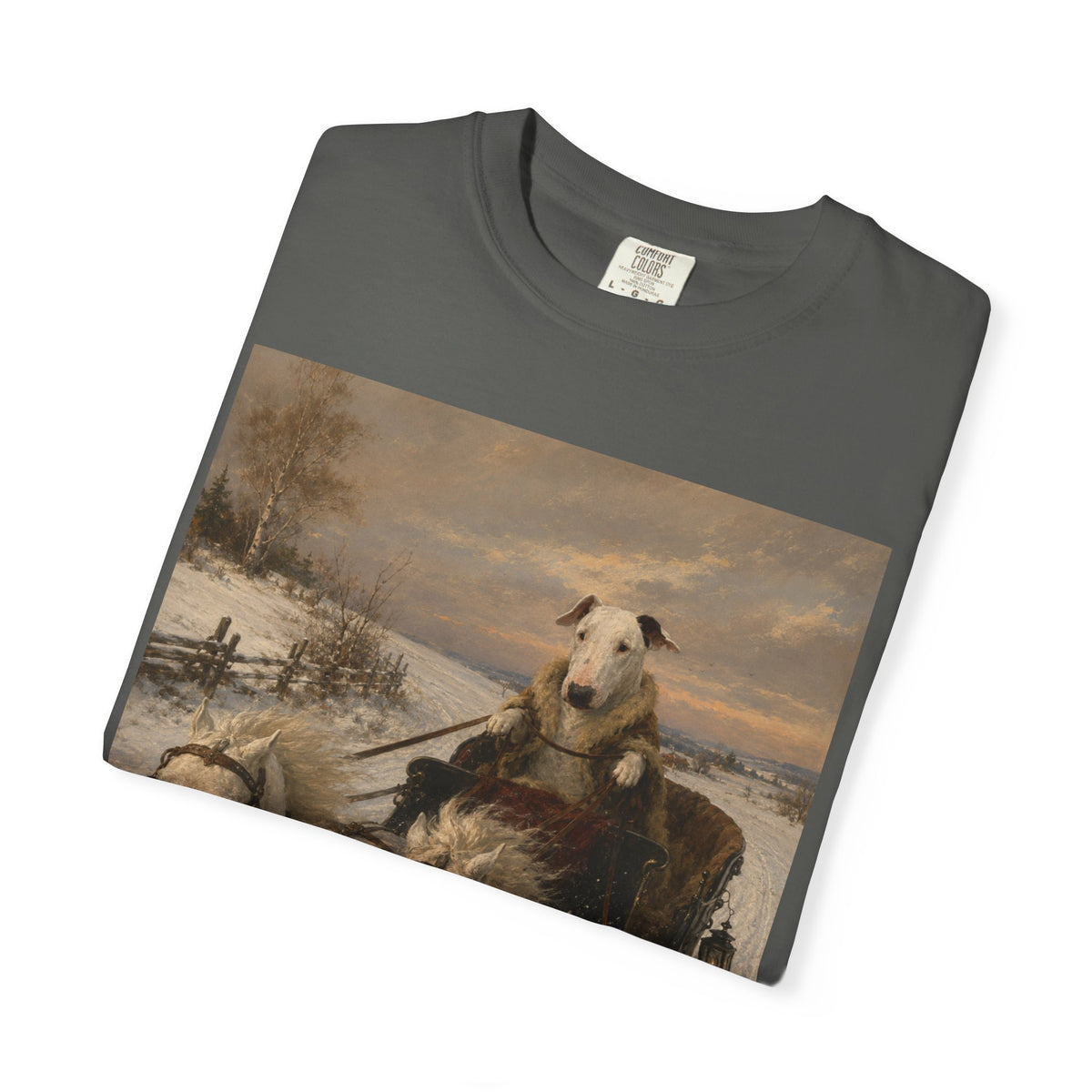 Bull Terrier Sleigh Ride — after Alfred Wierusz-Kowalski, c.1890 | Garment-Dyed Tee