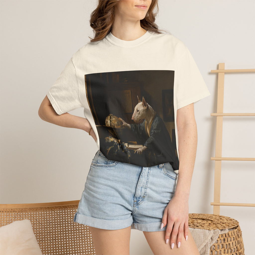 Bull Terrier The Astronomer — after Johannes Vermeer, 1668 | Garment-Dyed Tee