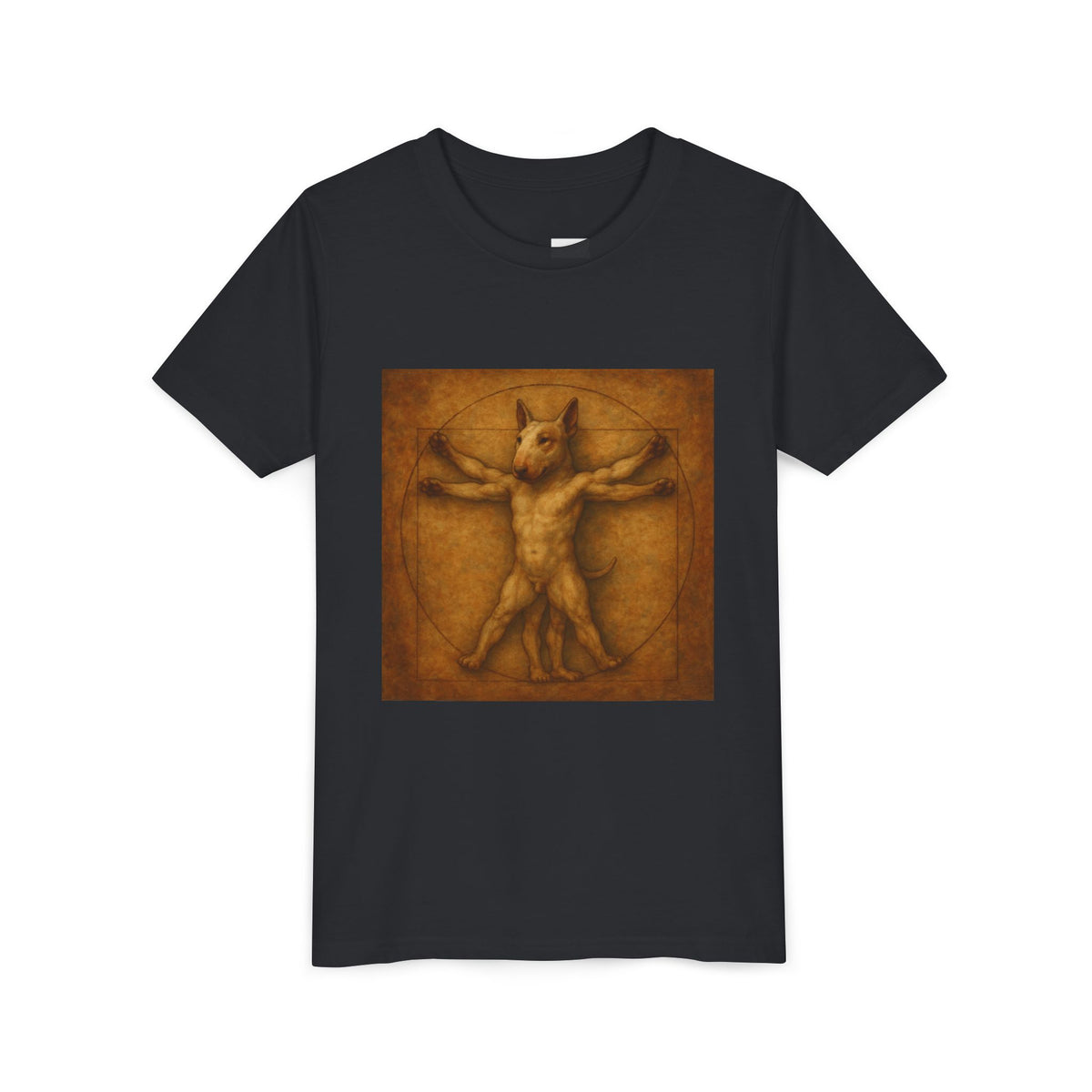 Bull Terrier Vitruvian Man — after Leonardo da Vinci, c.1490 | Youth Tee
