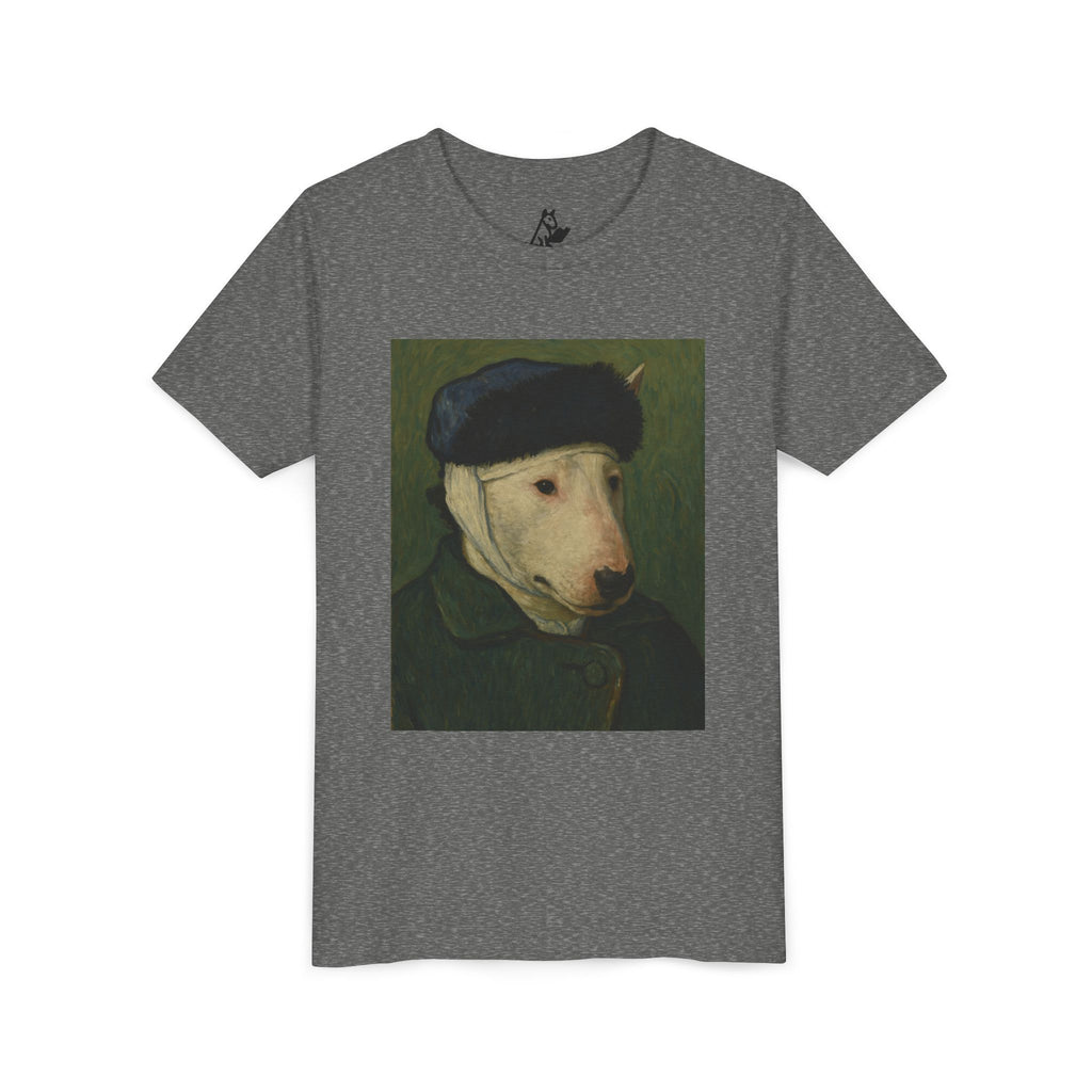 Bull Terrier Self-Portrait with Bandaged Ear — after Vincent van Gogh, 1889 | Youth Tee