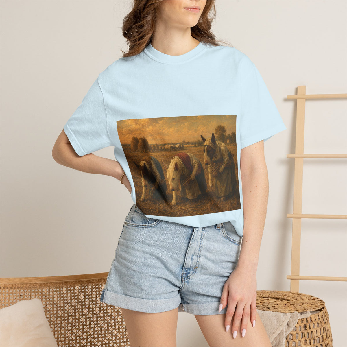 Bull Terrier The Gleaners — after Jean-Francois Millet, 1857 | Garment-Dyed Tee