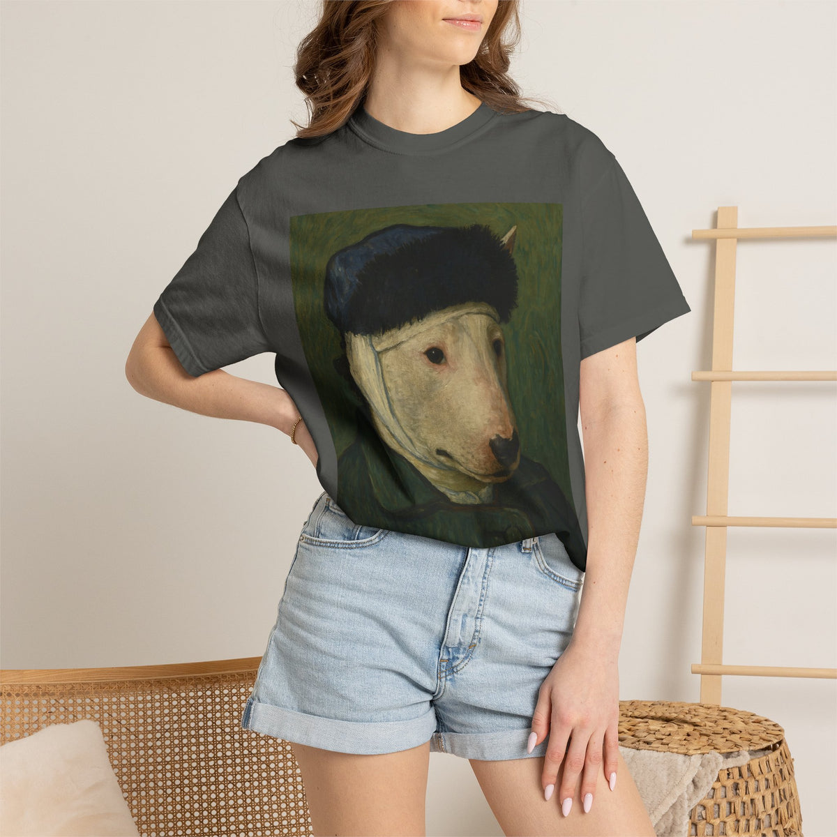 Bull Terrier Self-Portrait with Bandaged Ear — after Vincent van Gogh, 1889 | Garment-Dyed Tee