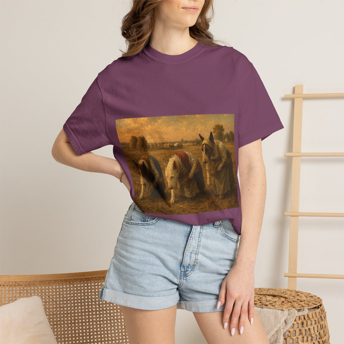 Bull Terrier The Gleaners — after Jean-Francois Millet, 1857 | Garment-Dyed Tee