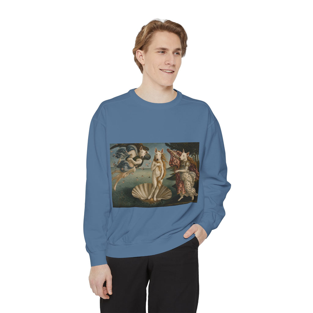 Bull Terrier The Birth of Venus — after Sandro Botticelli, c.1485 | Crewneck