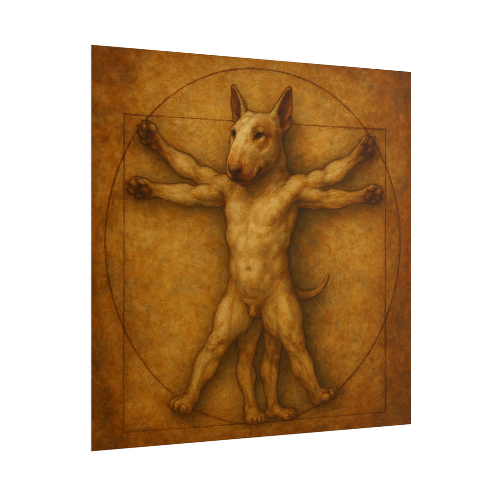 Bull Terrier Vitruvian Man — after Leonardo da Vinci, c.1490 | Poster