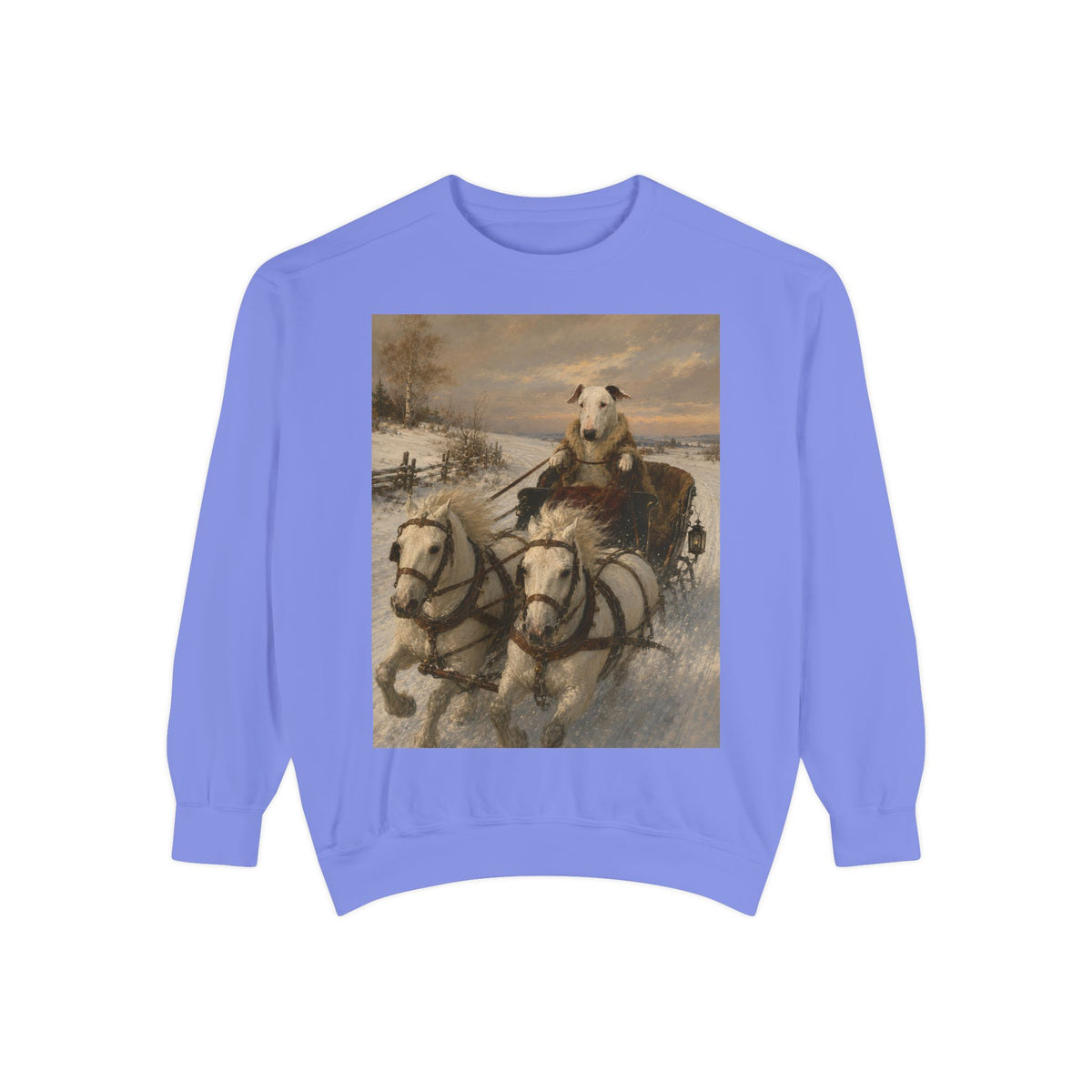 Bull Terrier Sleigh Ride — after Alfred Wierusz-Kowalski, c.1890 | Crewneck