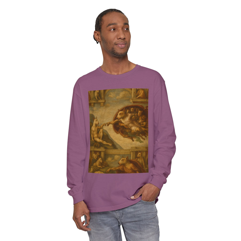 Bull Terrier The Creation of Adam — after Michelangelo, 1512 | Long Sleeve