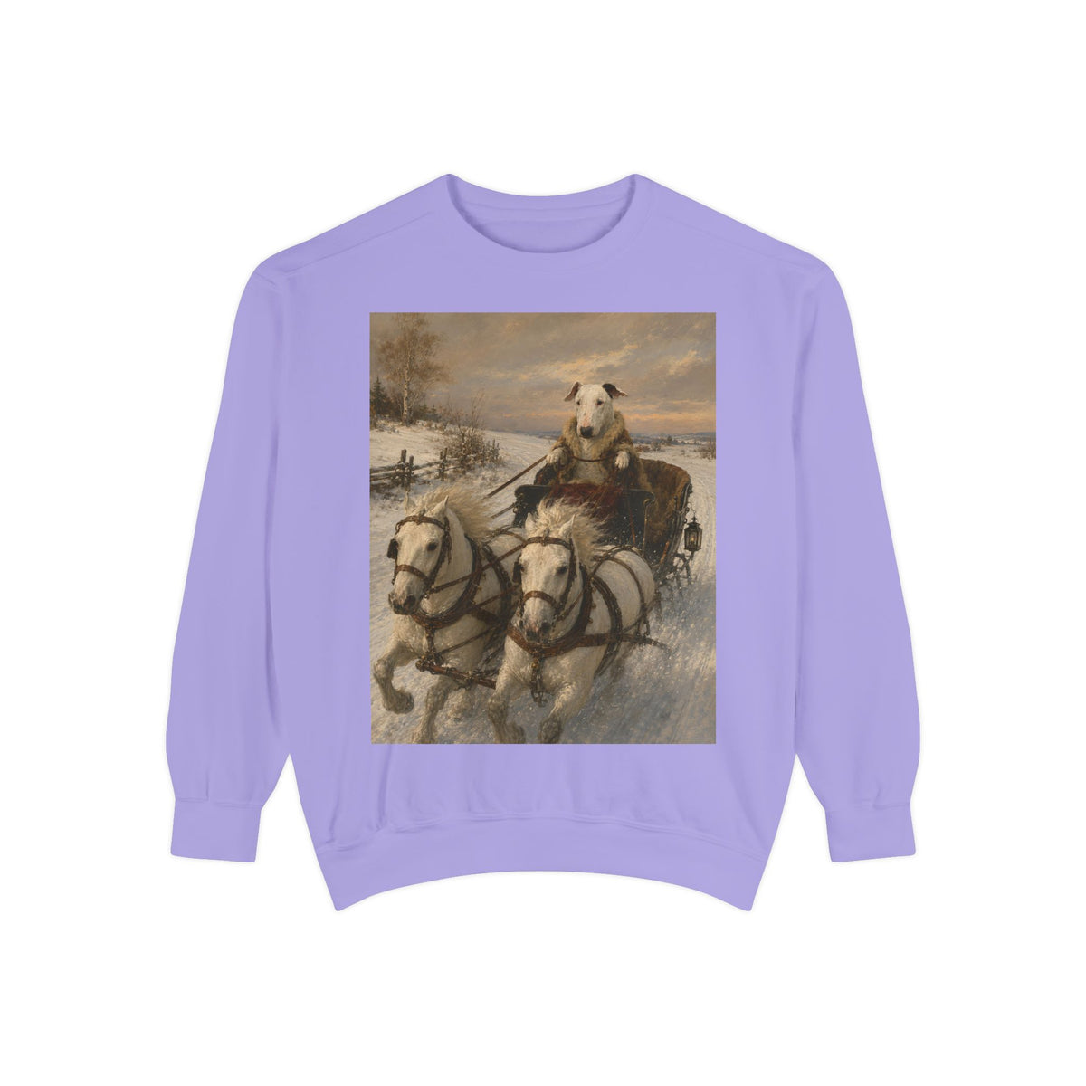 Bull Terrier Sleigh Ride — after Alfred Wierusz-Kowalski, c.1890 | Crewneck