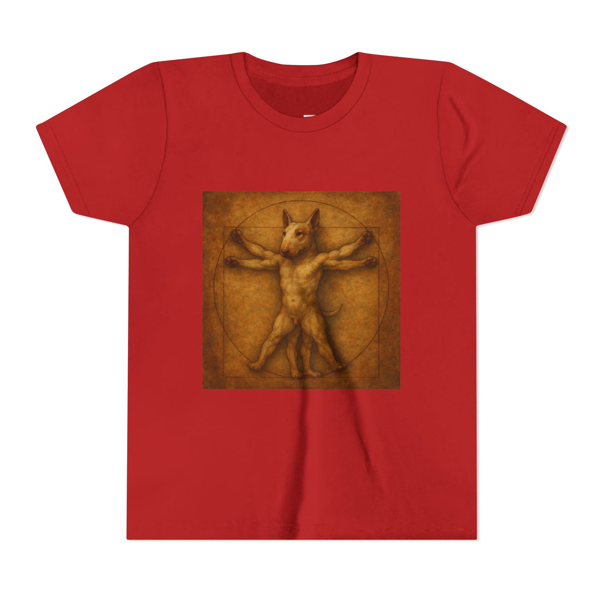 Bull Terrier Vitruvian Man — after Leonardo da Vinci, c.1490 | Youth Tee