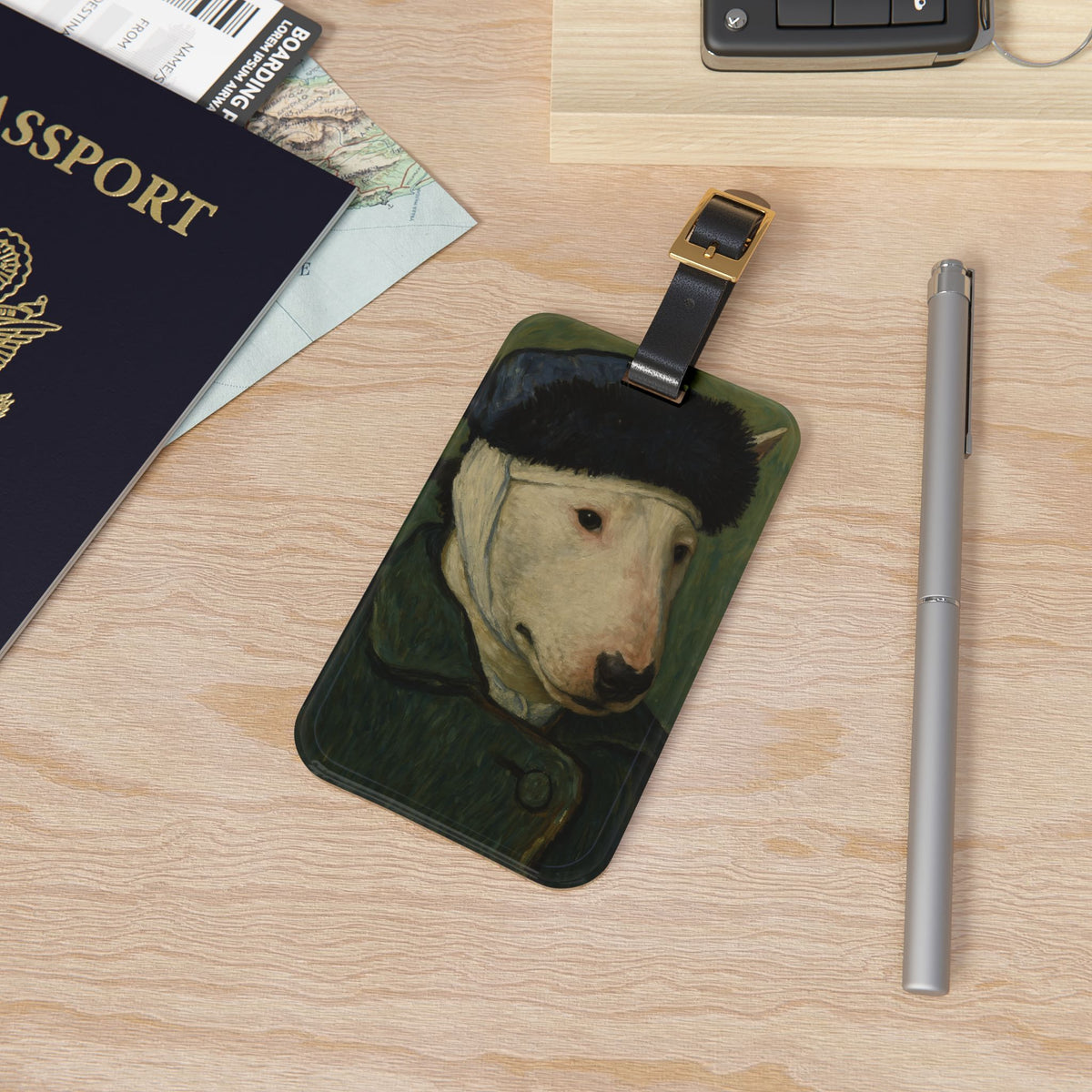 Bull Terrier Self-Portrait with Bandaged Ear — after Vincent van Gogh, 1889 | Luggage Tag