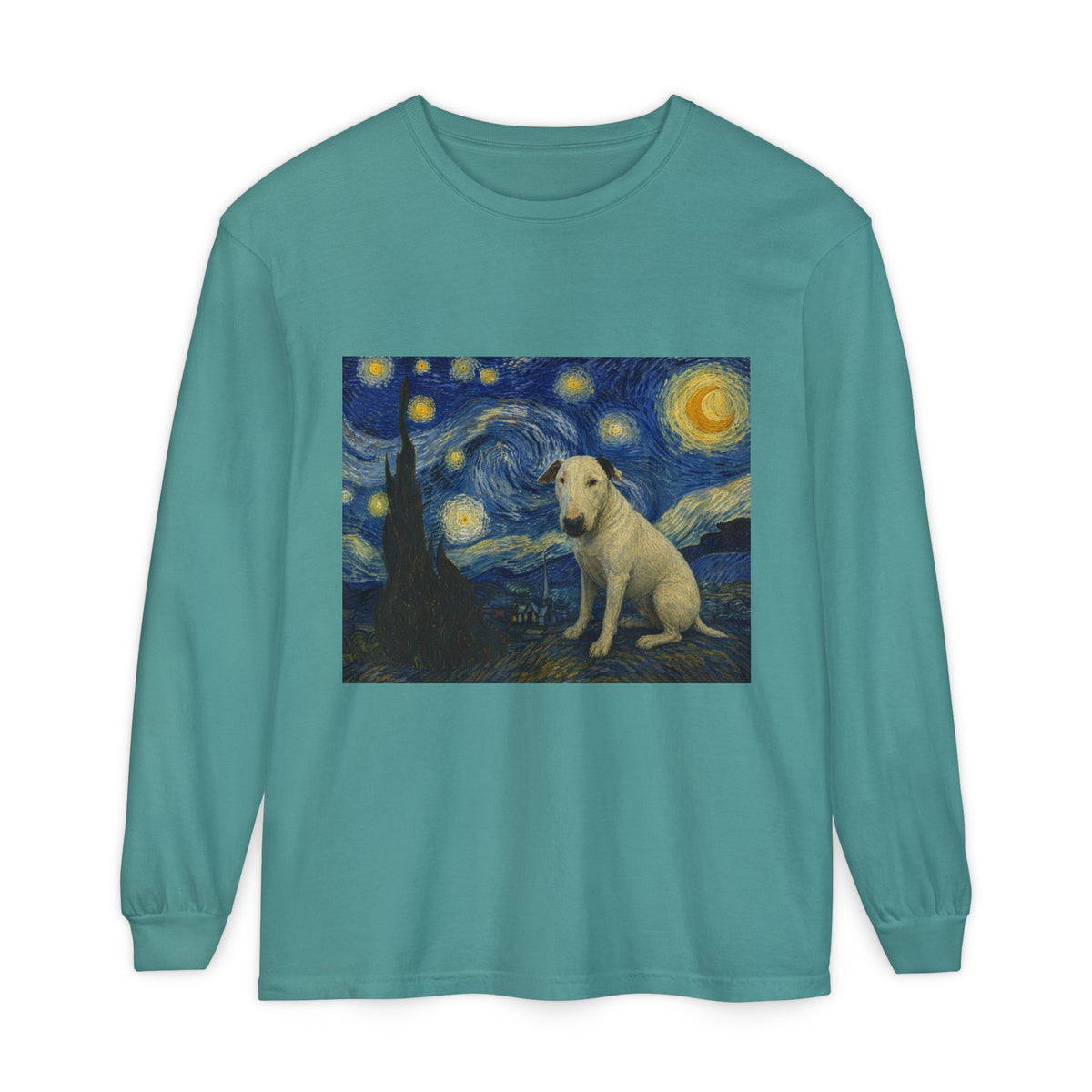 Bull Terrier The Starry Night — after Vincent van Gogh, 1889 | Long Sleeve