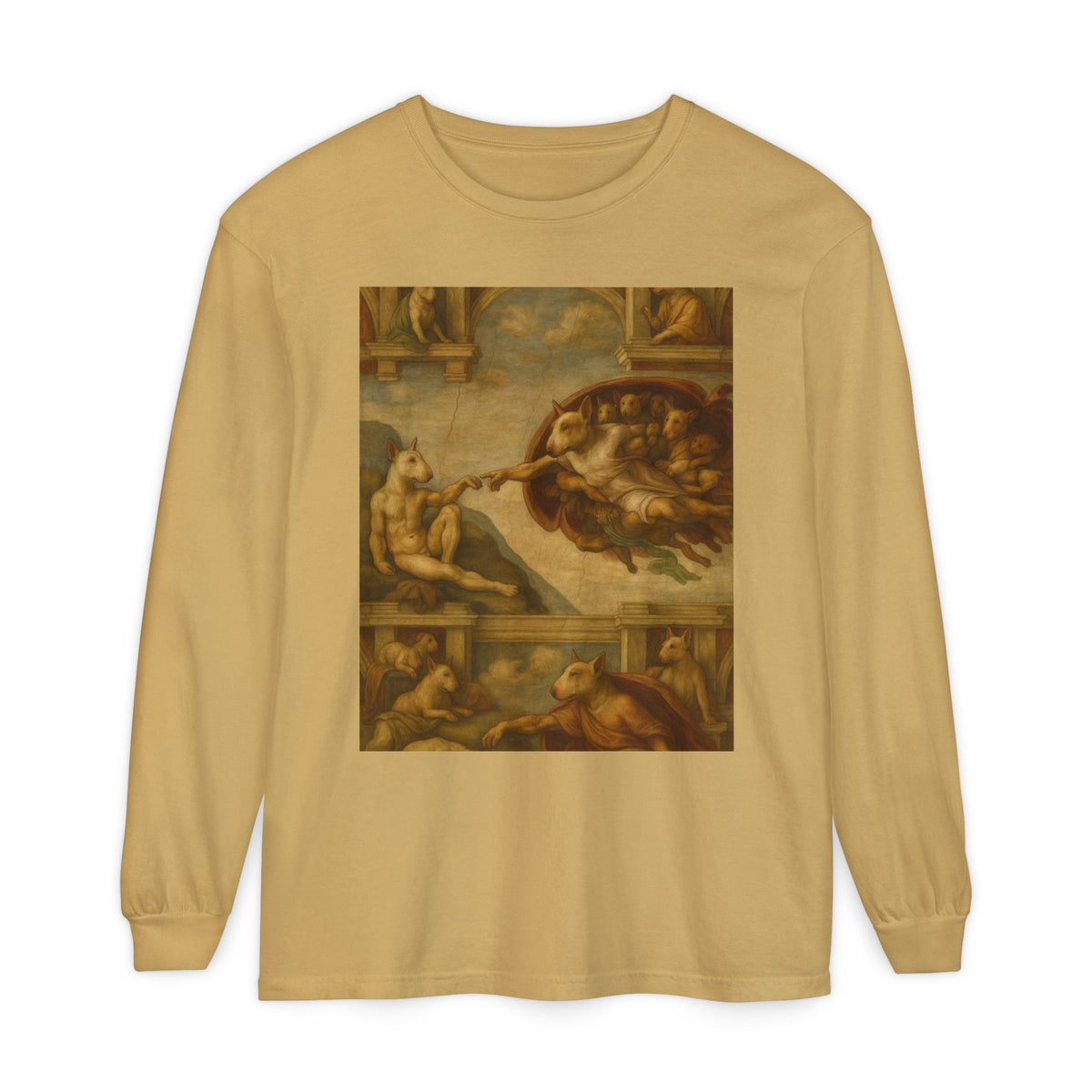 Bull Terrier The Creation of Adam — after Michelangelo, 1512 | Long Sleeve