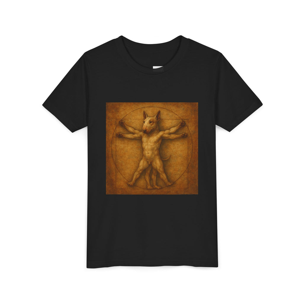 Bull Terrier Vitruvian Man — after Leonardo da Vinci, c.1490 | Youth Tee
