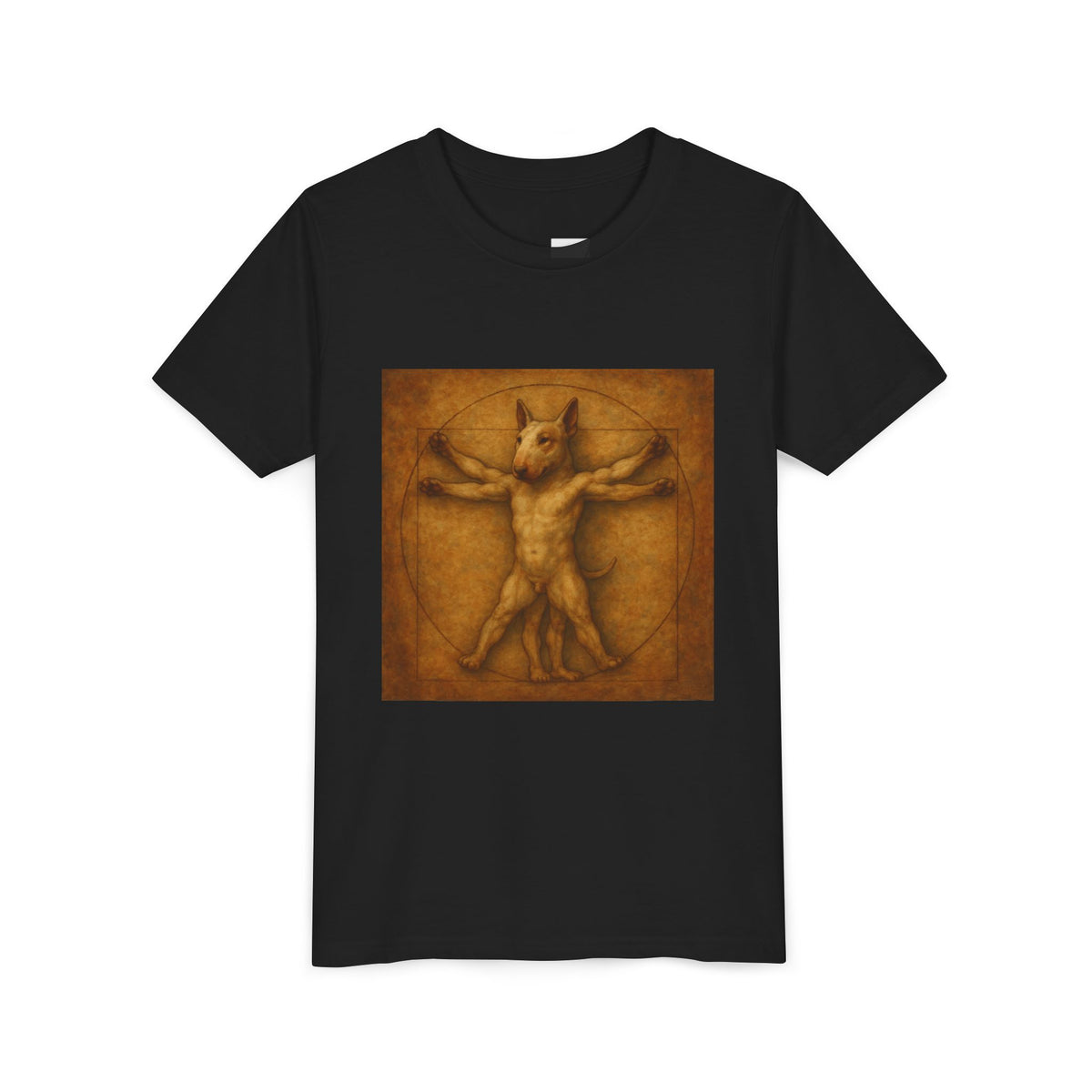Bull Terrier Vitruvian Man — after Leonardo da Vinci, c.1490 | Youth Tee