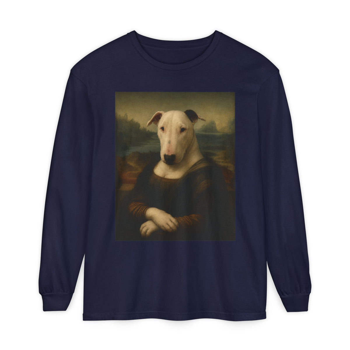 Bull Terrier Mona Lisa — after Leonardo da Vinci, c.1503 | Long Sleeve