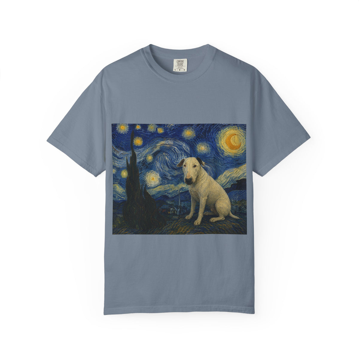 Bull Terrier The Starry Night — after Vincent van Gogh, 1889 | Garment-Dyed Tee