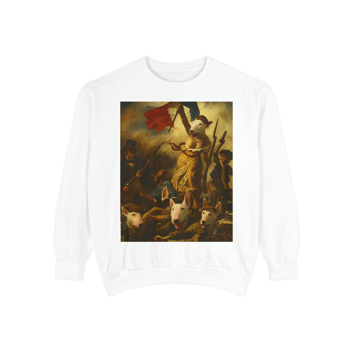 Bull Terrier Liberty Leading the People — after Eugene Delacroix, 1830 | Crewneck